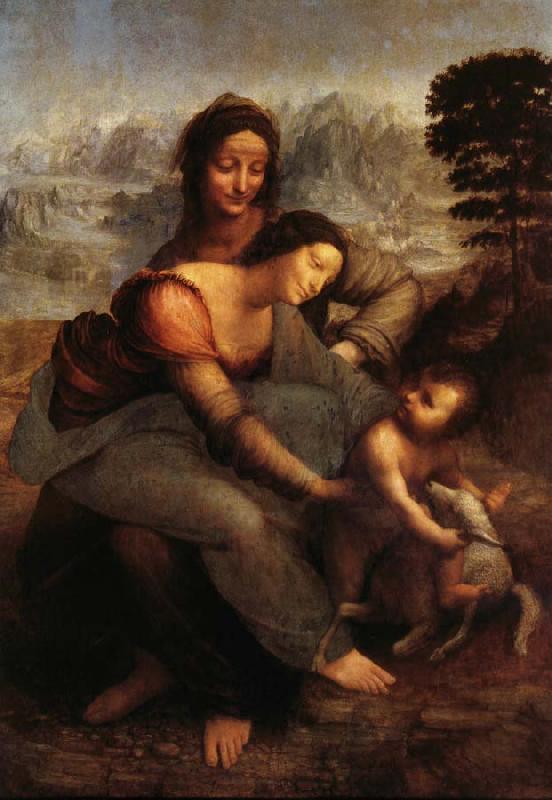 LEONARDO da Vinci La Vierge,l'Enfant Jesus et sainte Anne France oil painting art